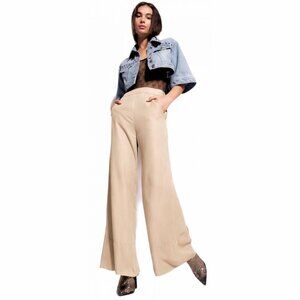 Pinko Denim Palazzo Trousers Wide Leg Size XS Beige